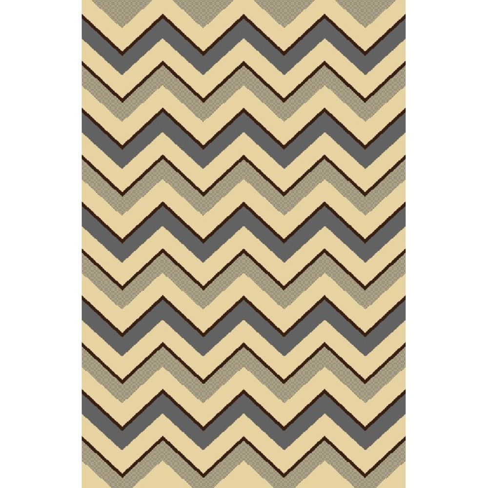 Modern Gray Ivory Area Rug 2x4 Oval Striped Multi Carpet - Actual Size 2'7"x4'2"